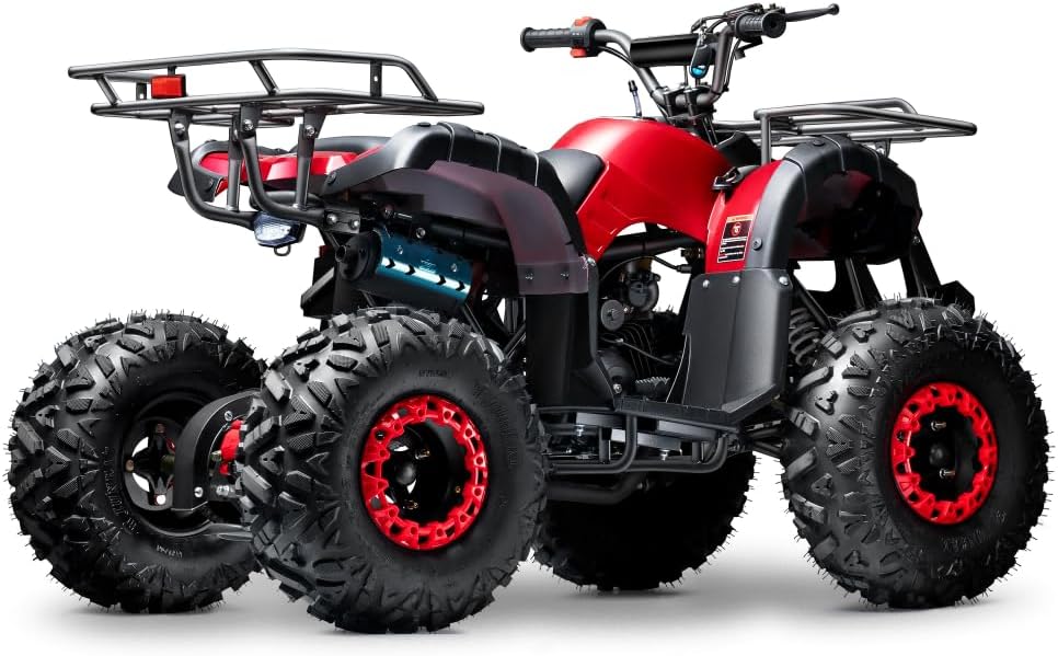 Gas 125cc ATV Quad 4 Wheeler ATV with Off-Road Tires - 220lbs Weight Capacity - Tested and Fully Assembled (Red)