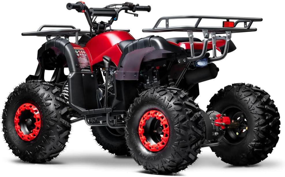 Gas 125cc ATV Quad 4 Wheeler ATV with Off-Road Tires - 220lbs Weight Capacity - Tested and Fully Assembled (Red)