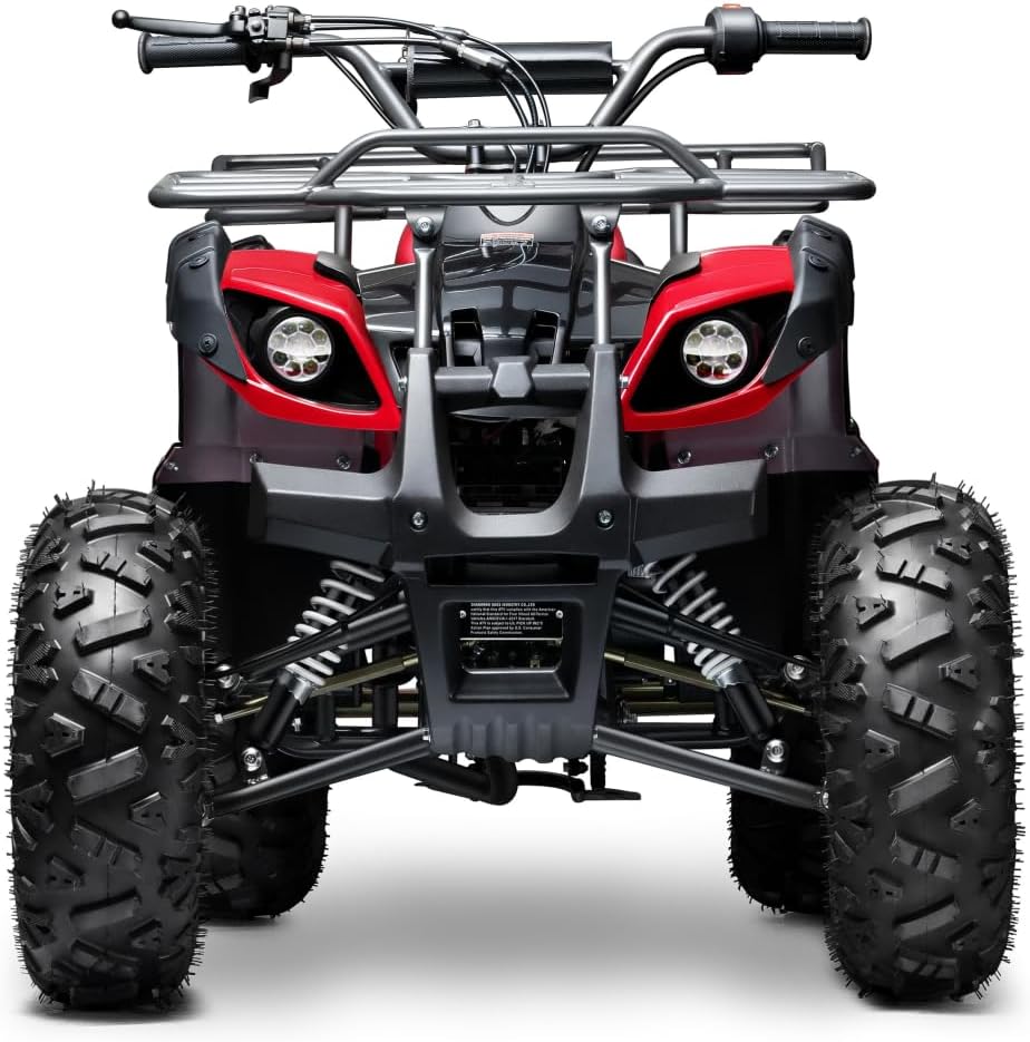 Gas 125cc ATV Quad 4 Wheeler ATV with Off-Road Tires - 220lbs Weight Capacity - Tested and Fully Assembled (Red)