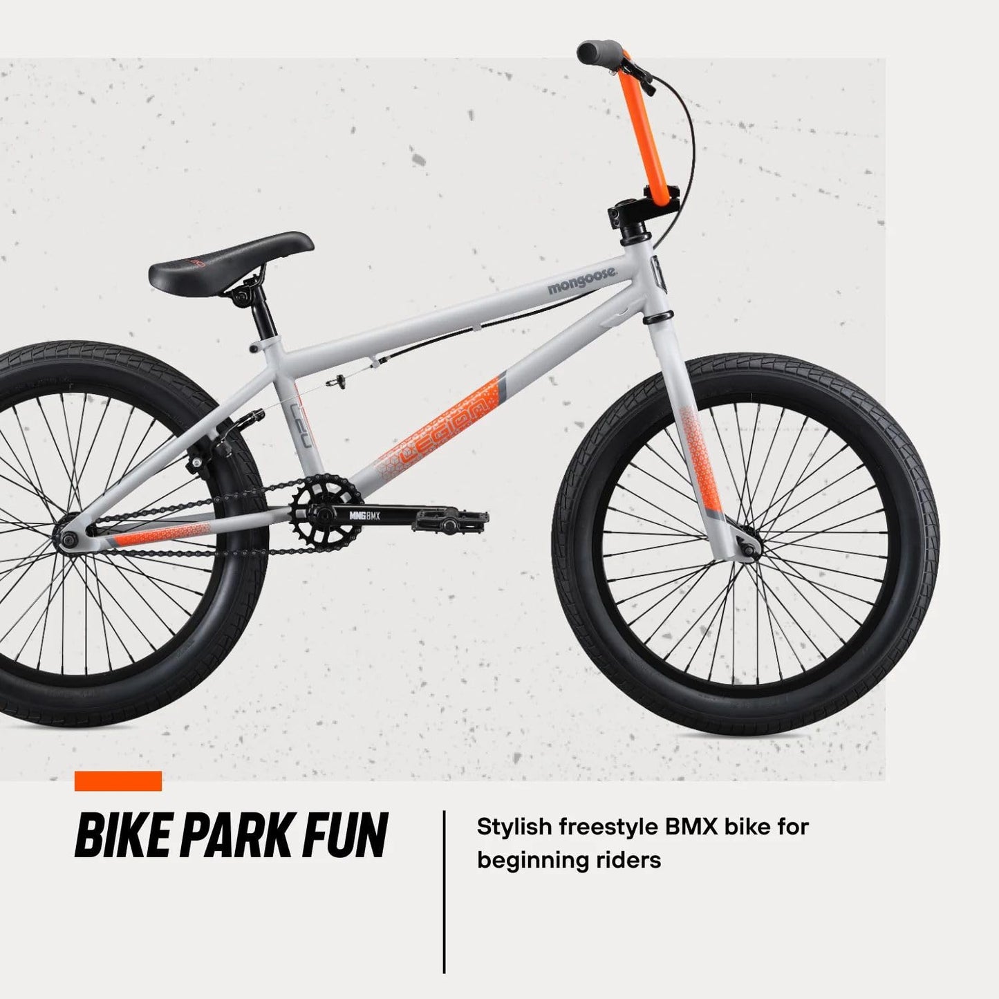 Mongoose Legion Kids Freestyle BMX Bike, Intermediate Rider, Boys and Girls Bikes, 20-Inch Wheels, Hi-Ten Steel Frame, Micro Drive 25x9T BMX Gearing