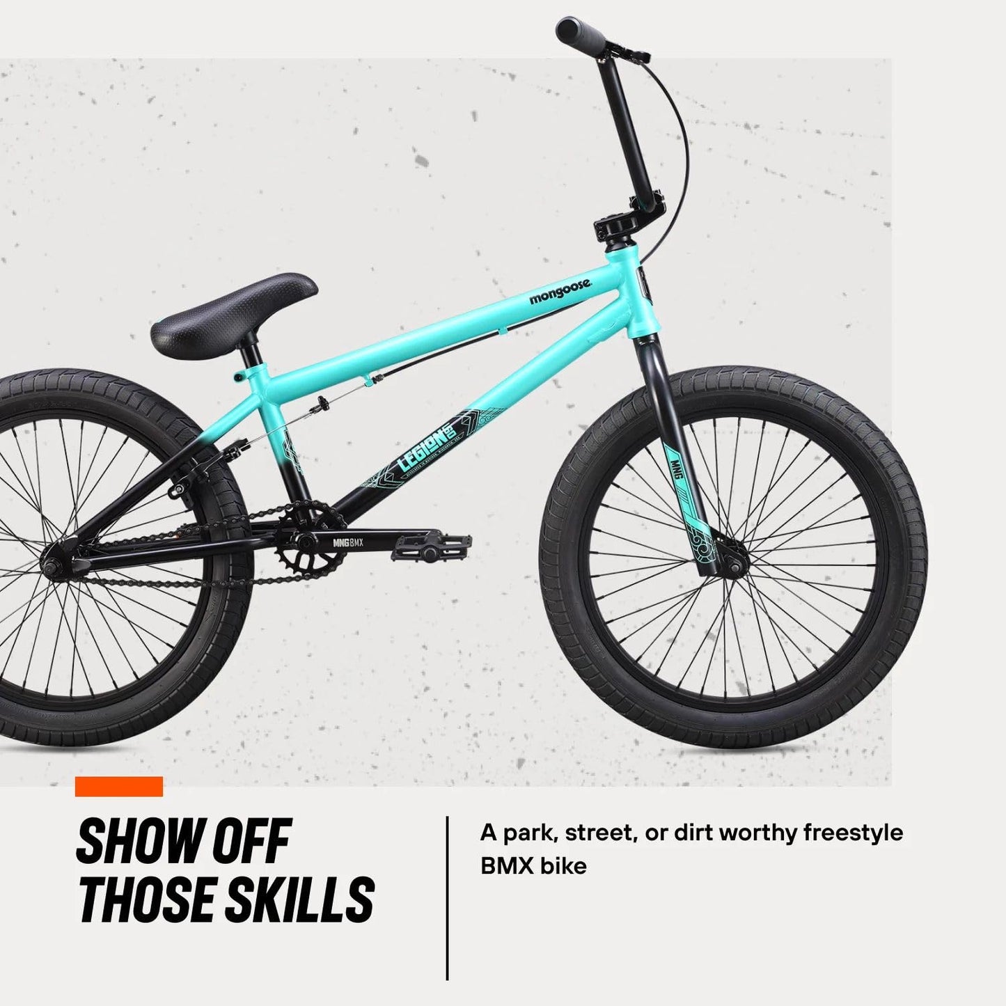 Mongoose Legion Kids Freestyle BMX Bike, Intermediate Rider, Boys and Girls Bikes, 20-Inch Wheels, Hi-Ten Steel Frame, Micro Drive 25x9T BMX Gearing