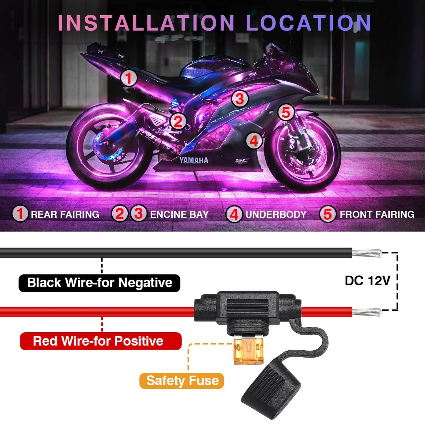 16PCS Brights Motorcycle RGB LED Light Kits with Brake Turn Signal,Underglow Lights with APP/RF Remote Dual Zone,Multicolor Waterproof 12V Neon Accent Strip Lights for Harley Honda Yamaha