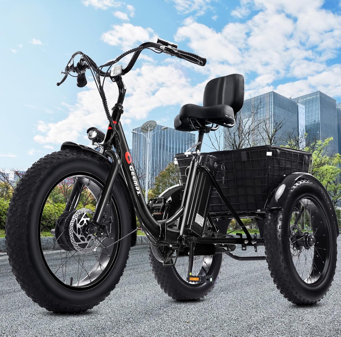 Geemax Electric Tricycle for Adults, 20" x 4.0 Fat Tire Electric Trike, Peak 500W 20MPH 36V 13Ah Lithium Battery UL Certified, Premium 80% Assembled Foldable 3 Wheel Electric Bicycle, Black