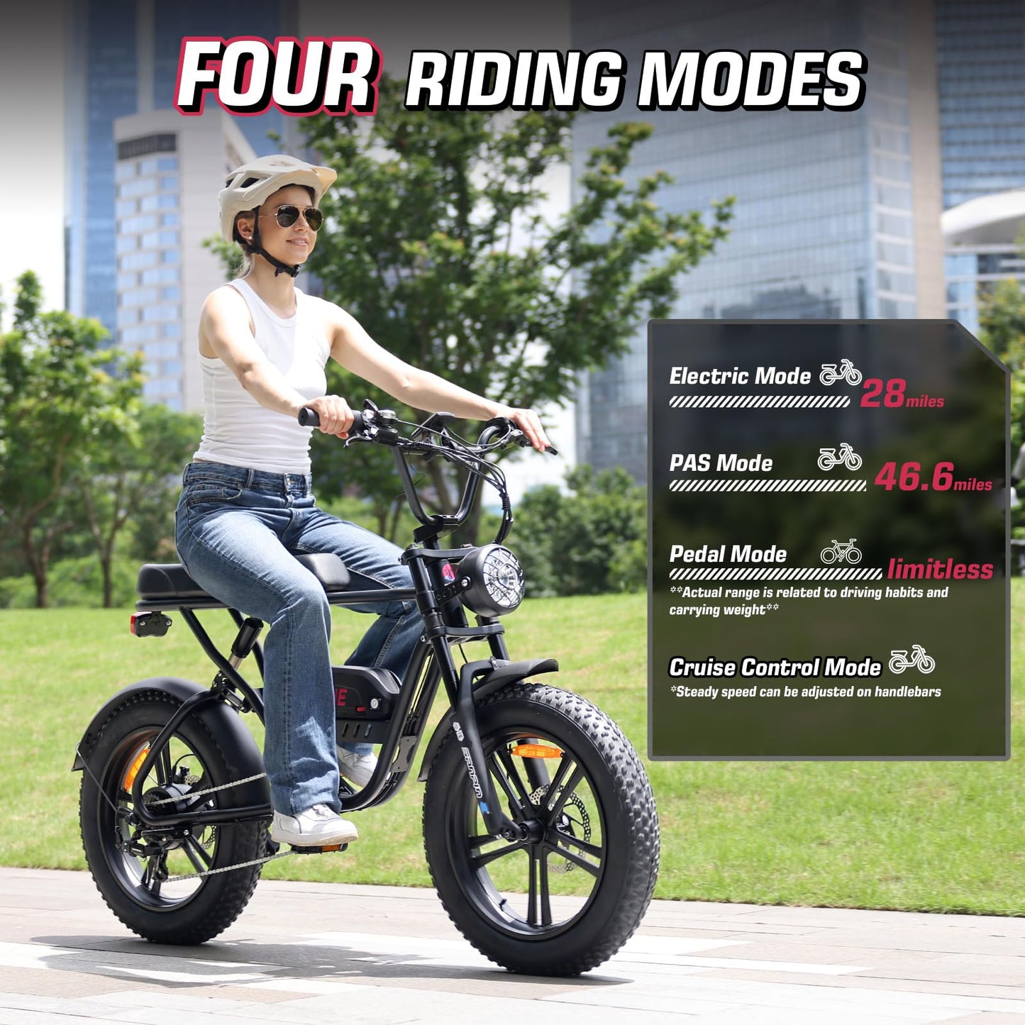 K2 Electric Bike for Adults,750W Power Motor, All Terrain 20" Fat Tire, 28MPH & 46.6Miles Range with Double Seat,48V13Ah UL Certified Battery Electric Bicycle, Urban E-Bike