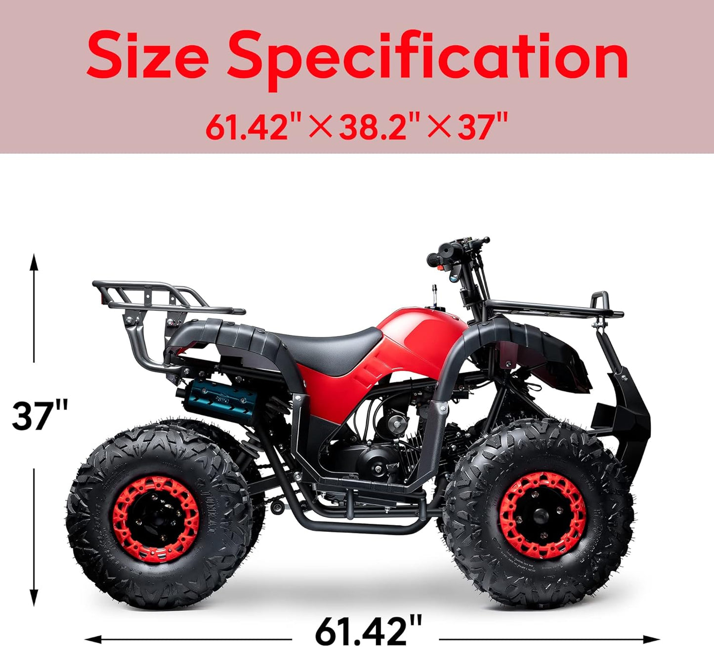 Gas 125cc ATV Quad 4 Wheeler ATV with Off-Road Tires - 220lbs Weight Capacity - Tested and Fully Assembled (Red)